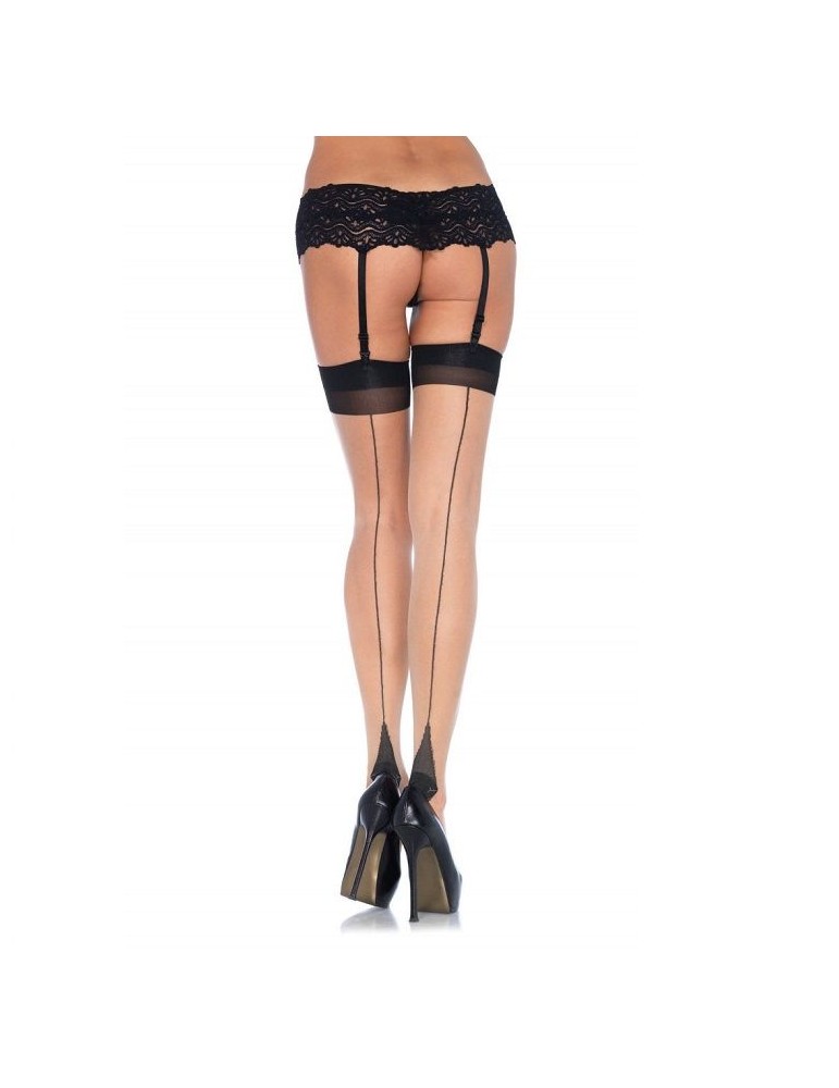collants leg avenue avec talon cubain et couture arrière nude