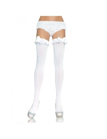 leg avenue collants opaques blancs à volants et nœuds