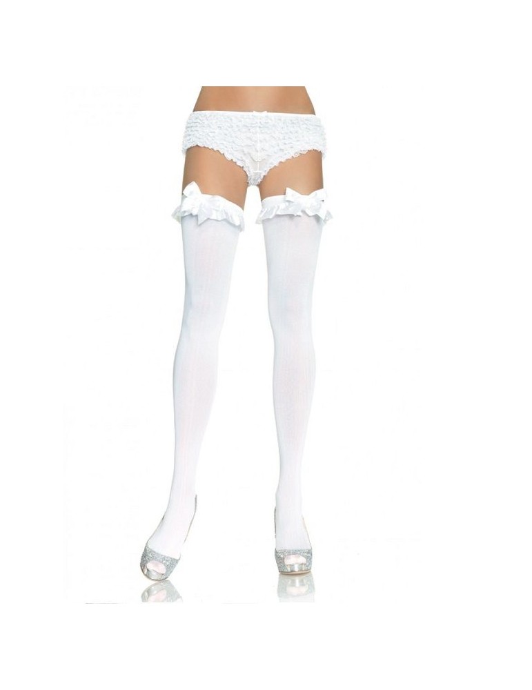 leg avenue collants opaques blancs à volants et nœuds
