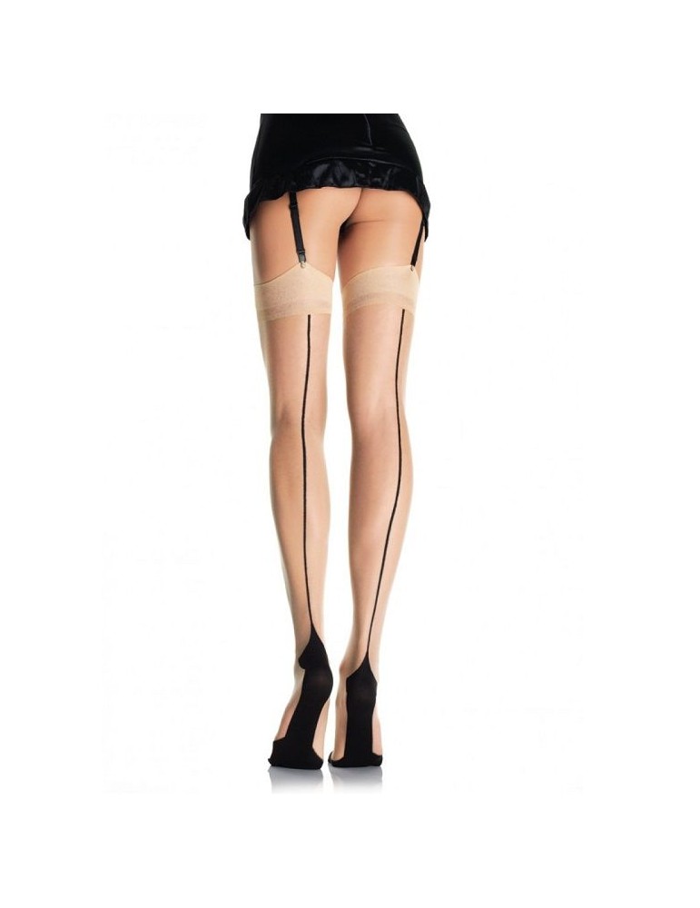 leg avenue nude collants avec talon cubain et couture arrière