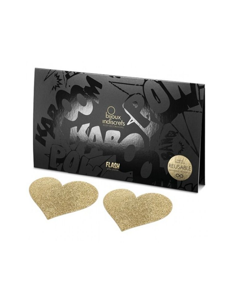 bouclier de mamelon flash coeur doré bijoux_4