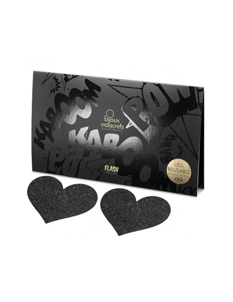 bouclier de mamelon flash coeur noir bijoux_3