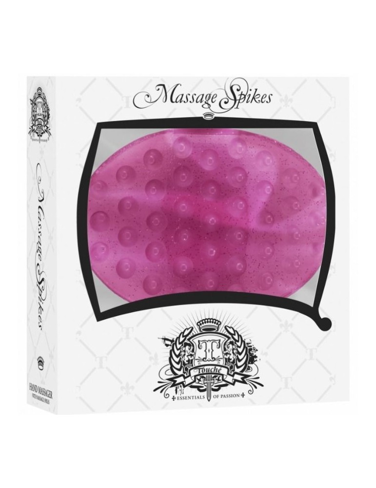 gant de massage rose touché