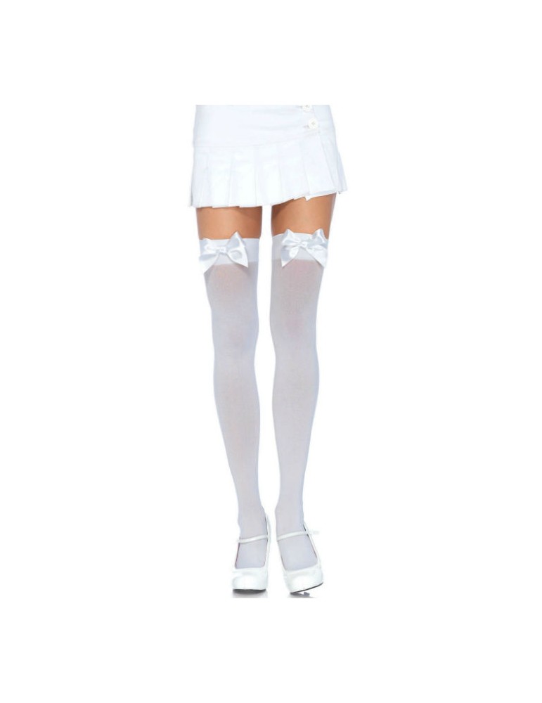 leg avenue bas nylon blanc et noeud blanc