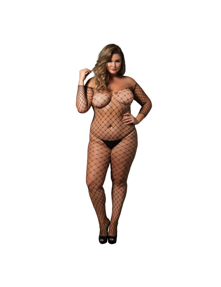 leg avenue hors de l'épaule bodystocking noir grande taille